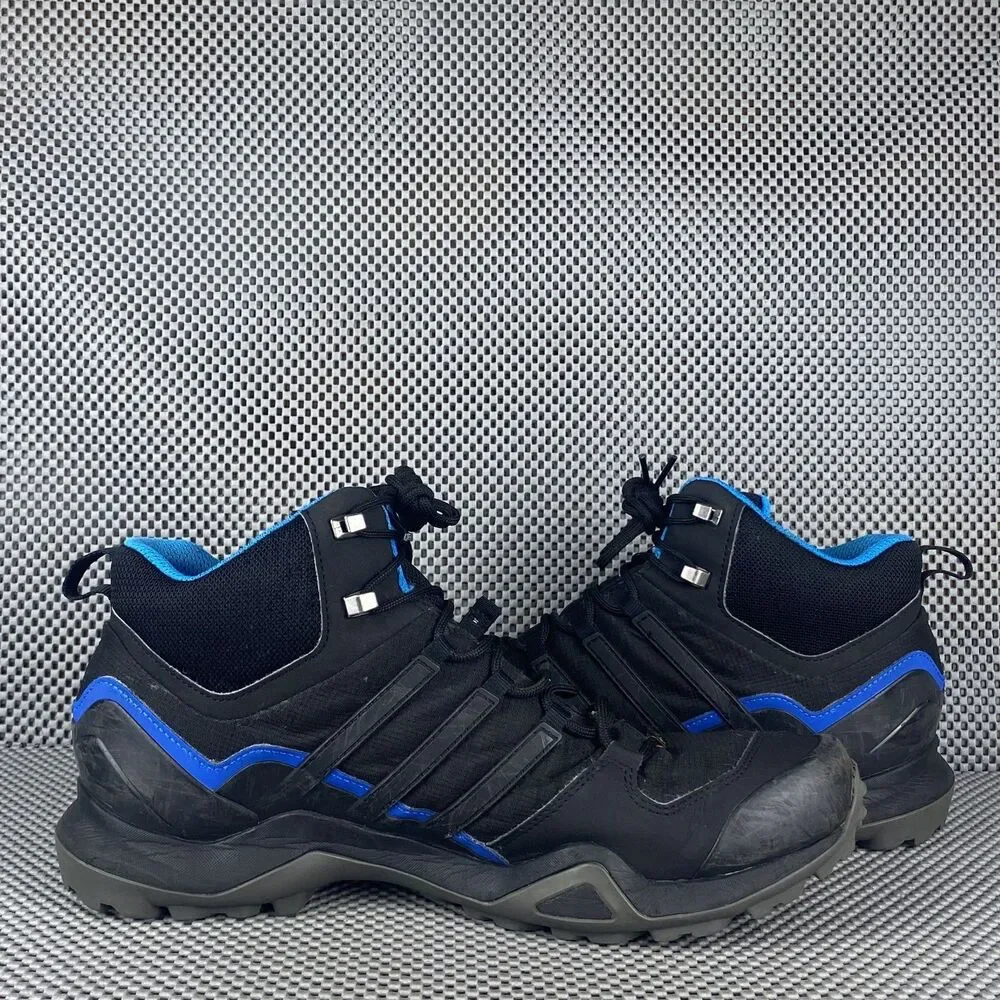 Adidas Terrex Swift R2 Mid GTX Hiking Boots Mens 12 Black Blue Lace Up Outdoors